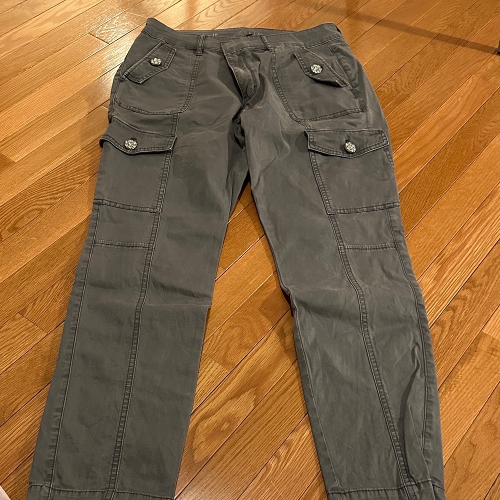 WHBM Gray Cargo Pants with Decorative Buttons